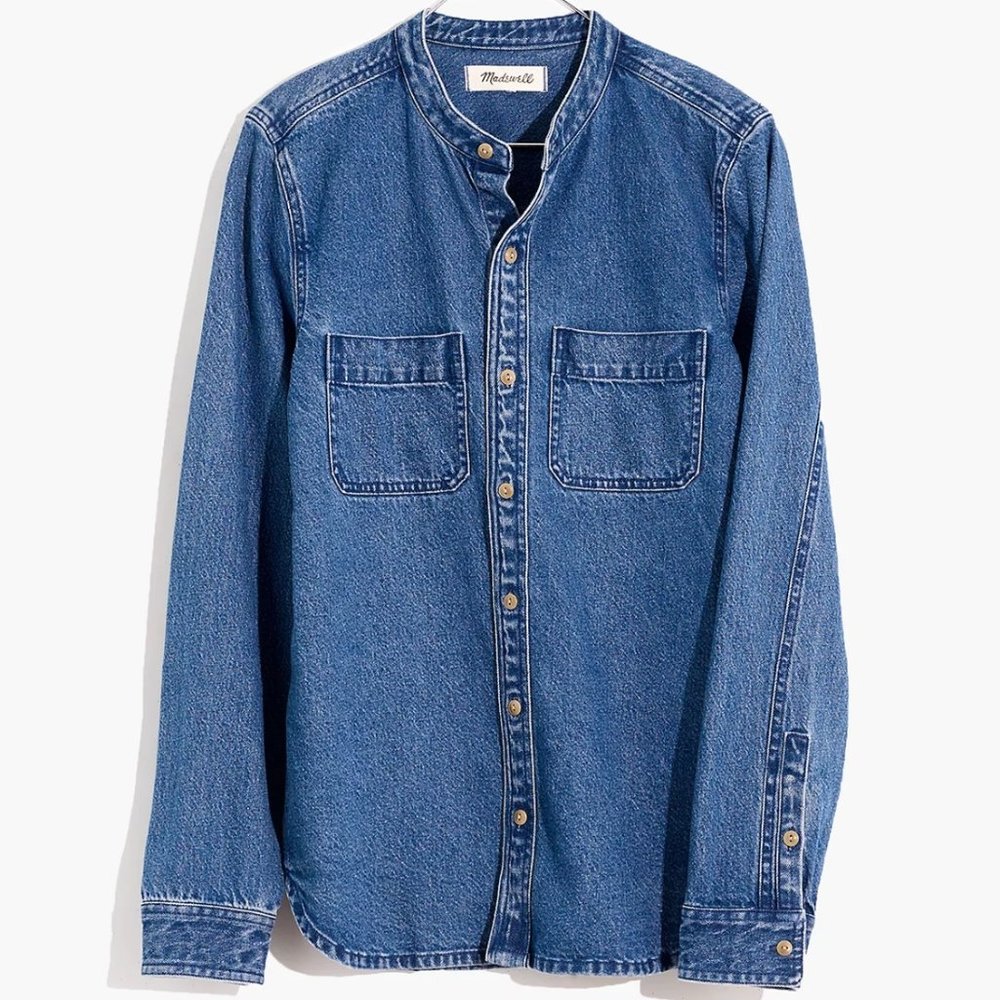 MADEWELL NWT Denim Banded-Collar Shirt